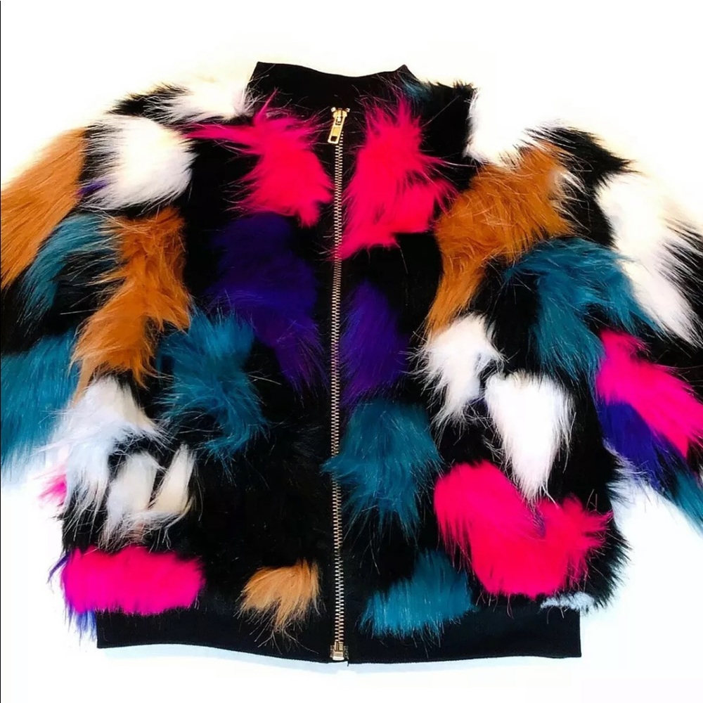 “SOLD” MIA NEW YORK Multi Color Faux Fur Jacket - Picture 2 of 5